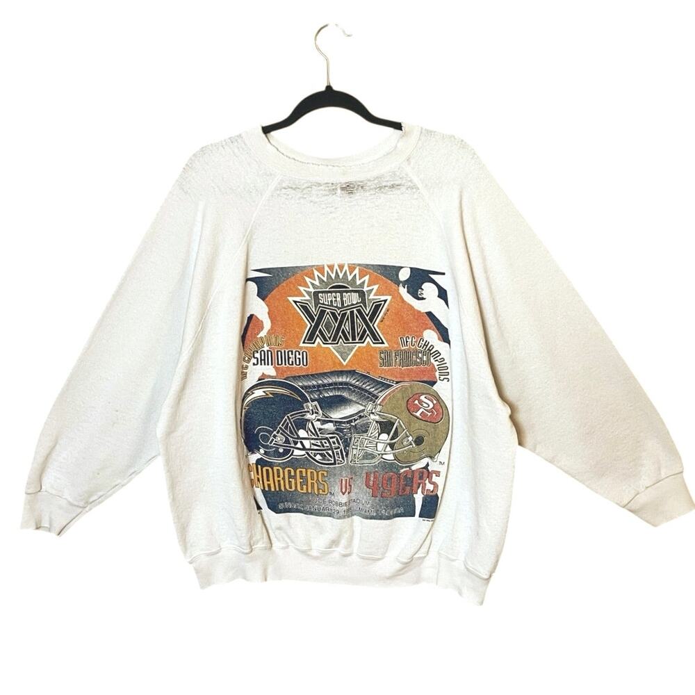 VTG Tultex ‘95 Super Bowl XXIX Sweatshirt 49ers vs Chargers NFL Crewneck Thrased